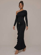 Gabija Asymmetric Ruched Maxi Dress