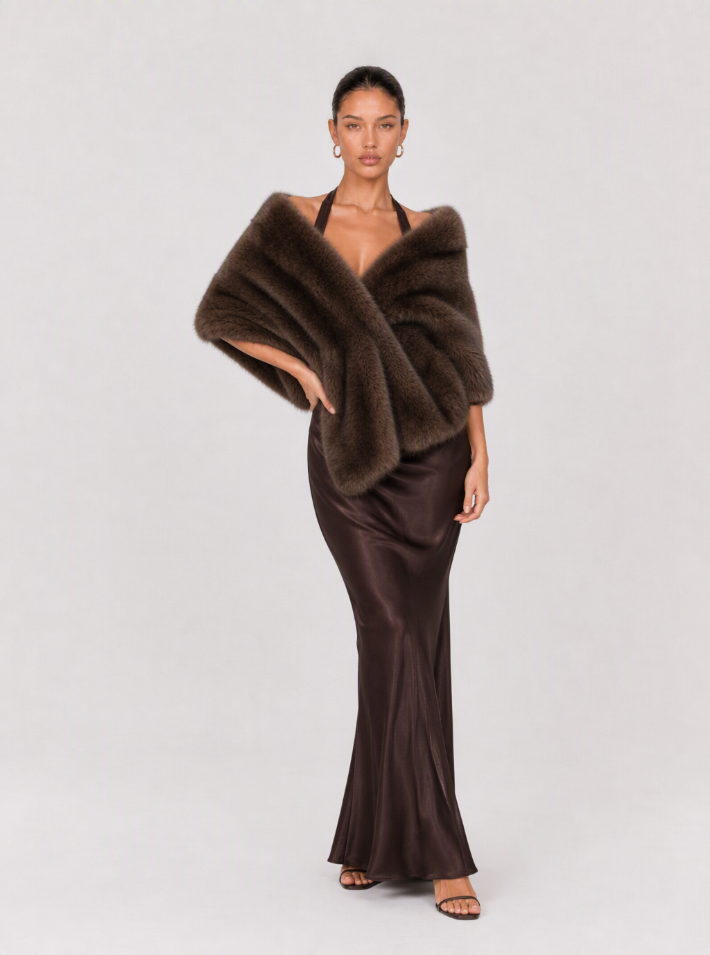 Marietta Draped Faux-Fur Shawl