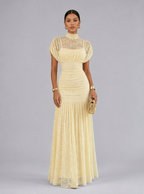 Zephrina Noemie lace yoke maxi dress in yellow