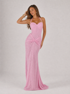 Zephrina Serelle sequin lace halter maxi dress in yellow