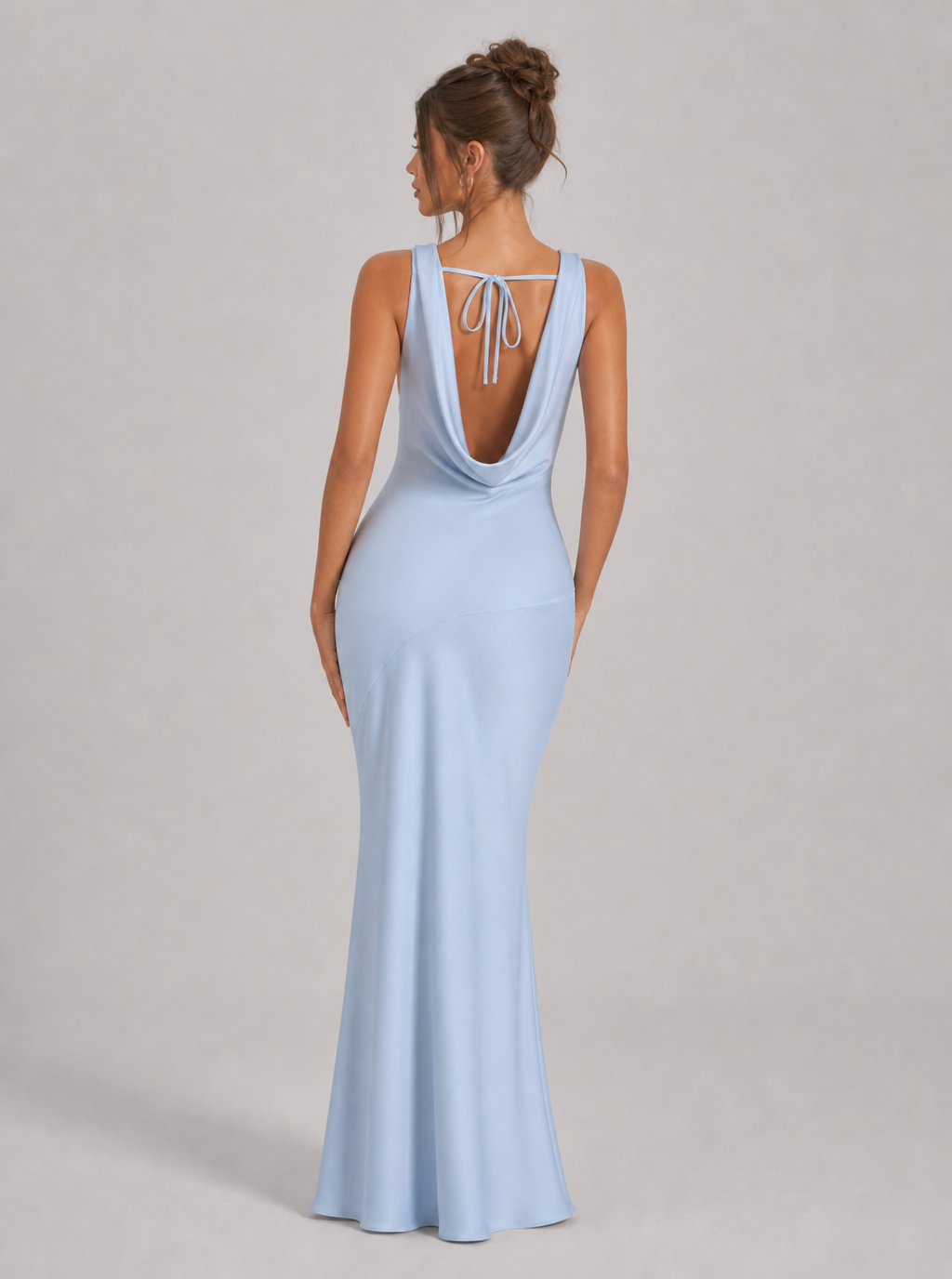 Zephrina Arlette cowl satin-look maxi dress in blue