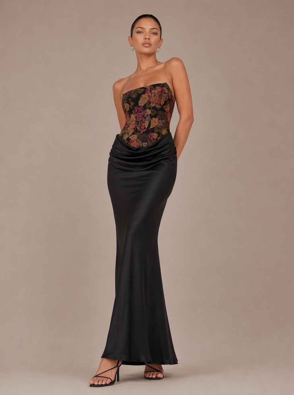 Zephrina Amabel jacquard satin maxi dress in black