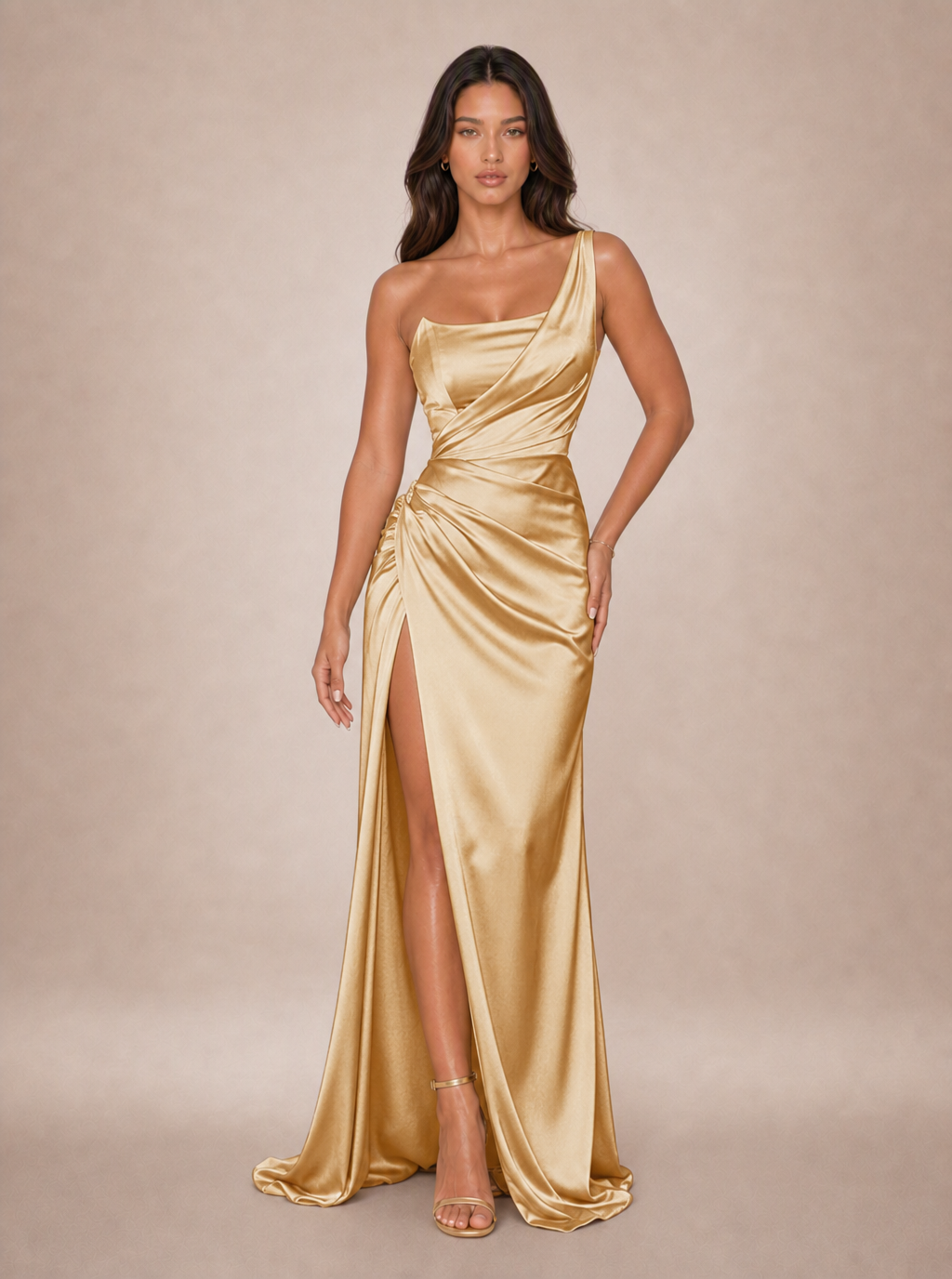 Zephrina Daphielle one-shoulder satin maxi dress