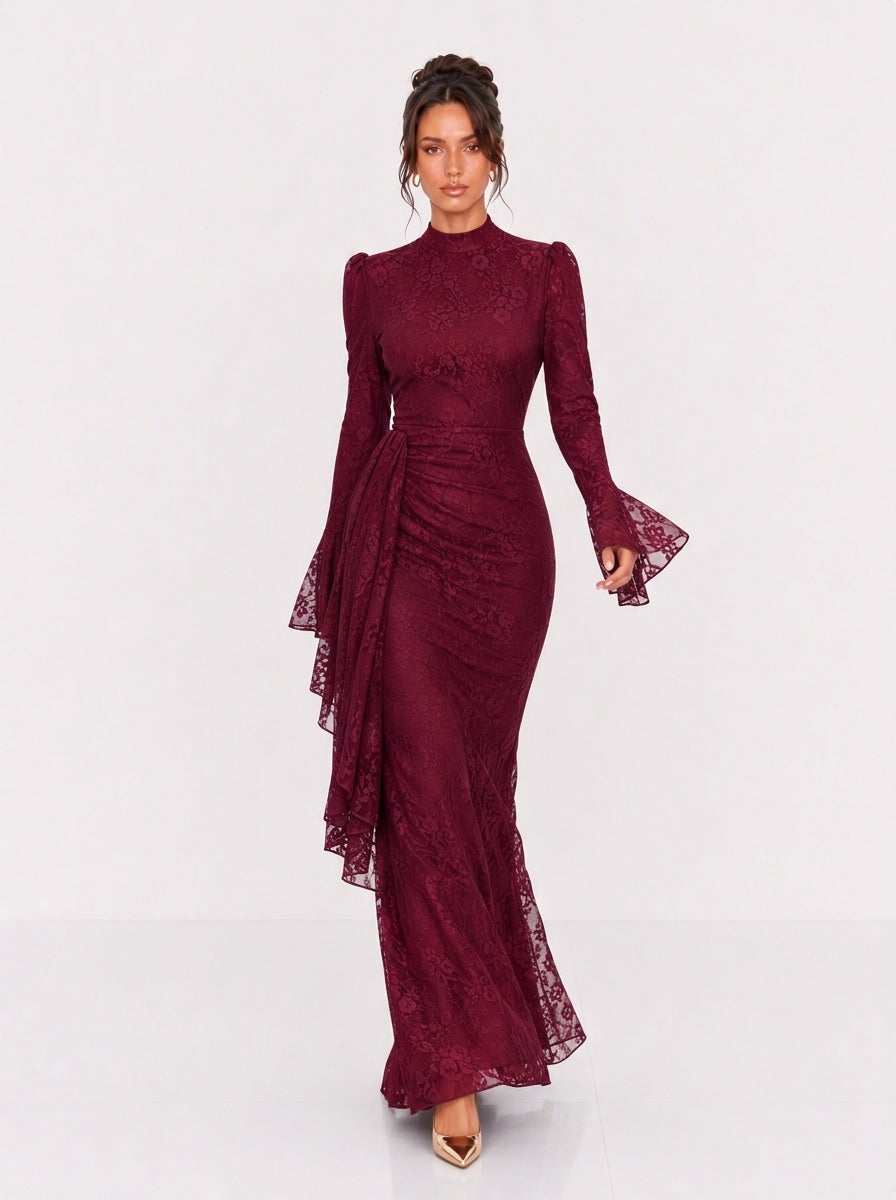 Alyssa Lace Flare Sleeve Maxi Dress
