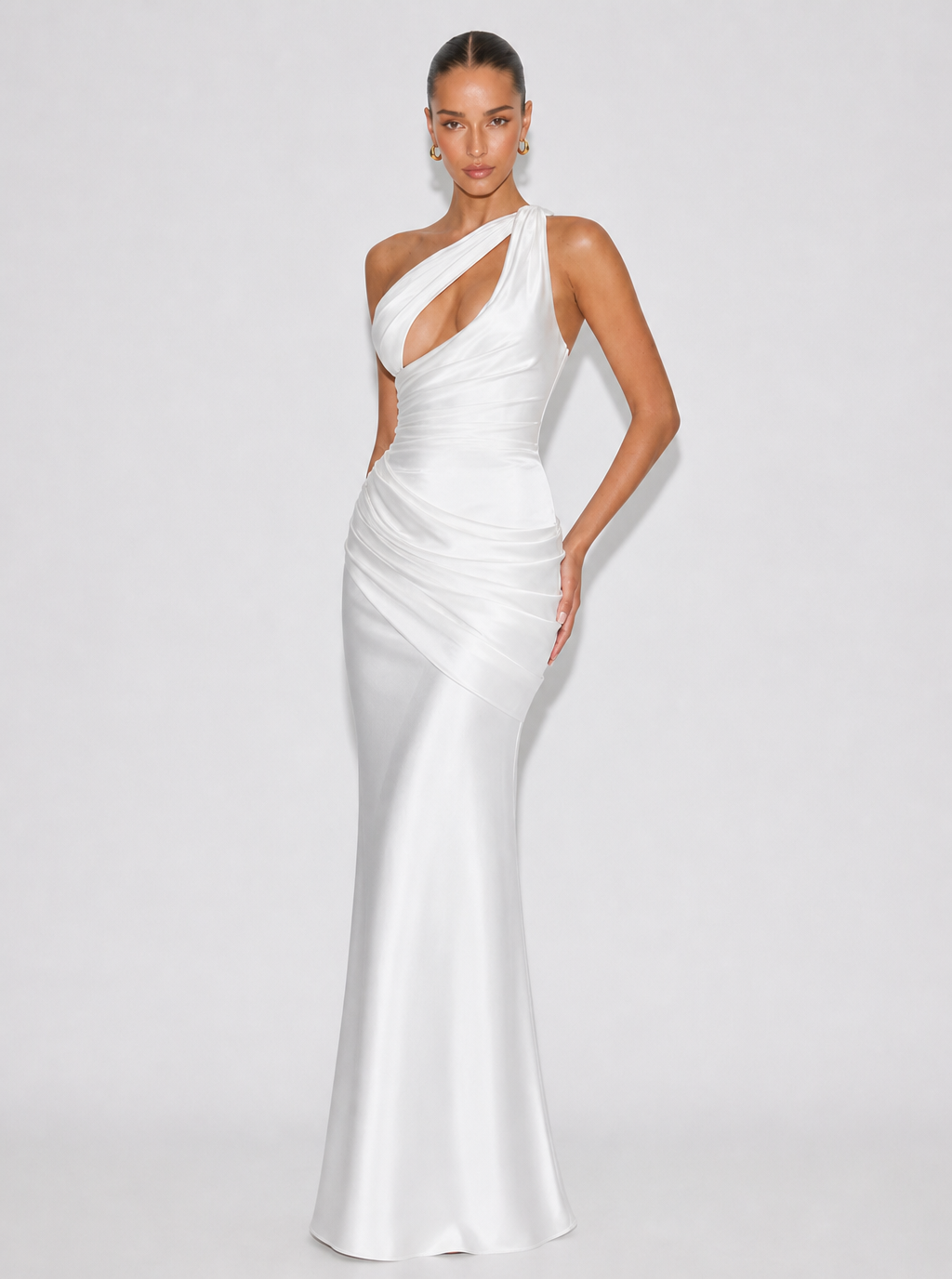 Zephrina Nola cutout satin maxi dress in green