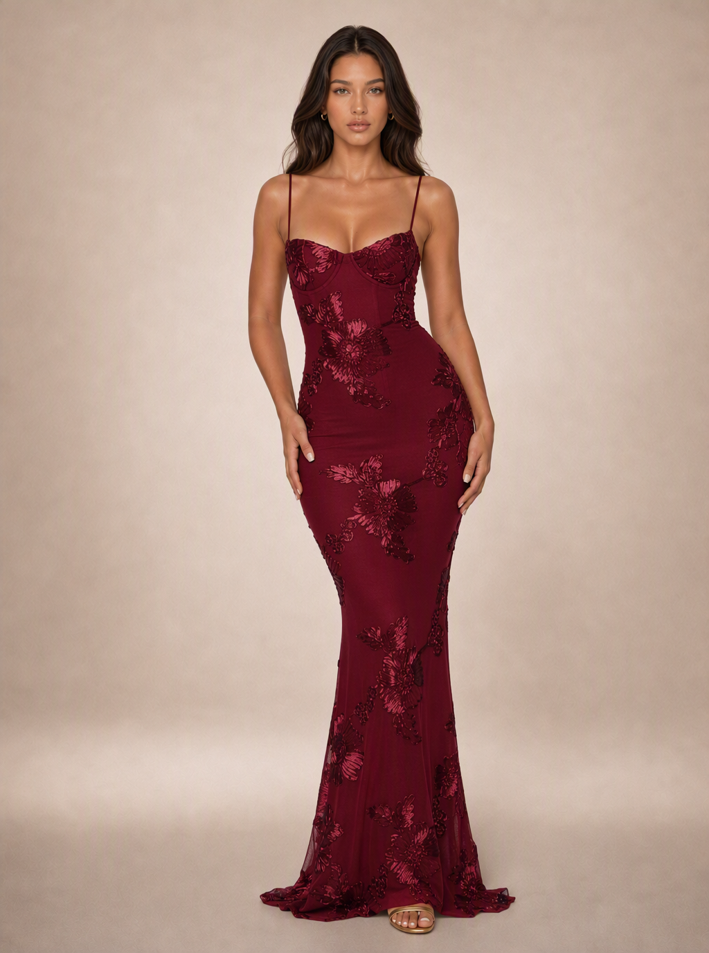 Zephrina Faelina embroidered mesh maxi dress