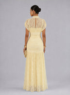 Zephrina Noemie lace yoke maxi dress in yellow