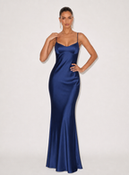 Marielle Satin Lace-Up Maxi Dress