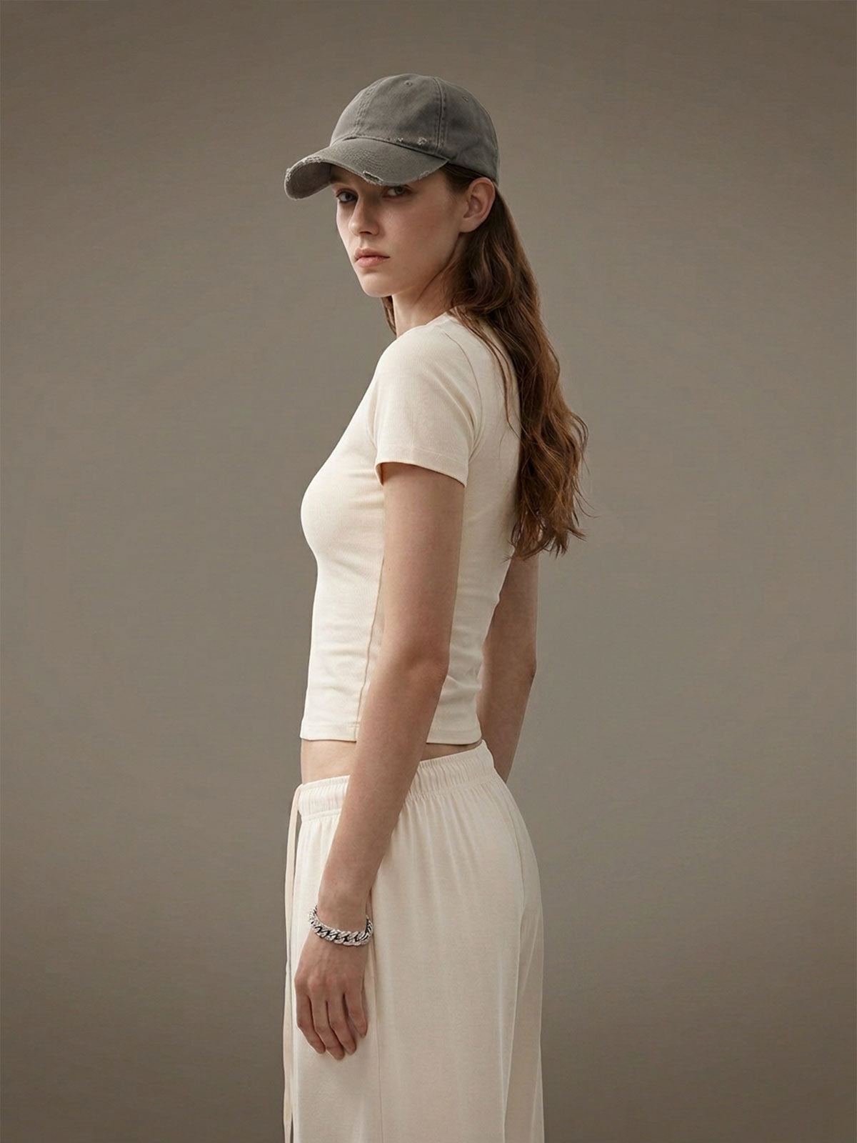 Fitted Short-Sleeve Tee & Straight-Leg Pants Set