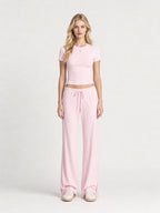 Hallie Basic Cropped T-Shirt mit Rundhalsausschnitt