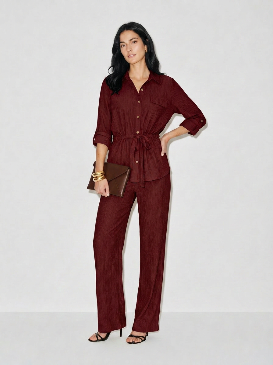 Maren Texturiertes Hemd und Hose Set