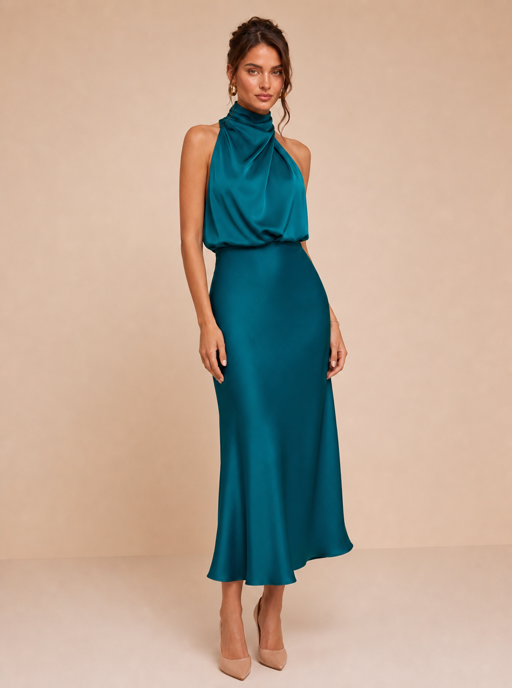 Zephrina Ismeria draped satin midi dress
