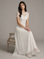 Zephrina Lisette lace sleeve maxi dress in white