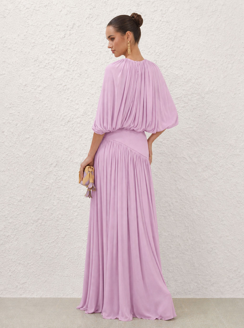 Zephrina Marcella pleated cape maxi set in pink
