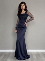 Zephrina Mireya sequin lace maxi dress in navy