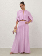 Zephrina Marcella pleated cape maxi set in pink