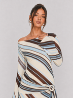 Zephrina Ilaria striped one-shoulder mini dress in blue