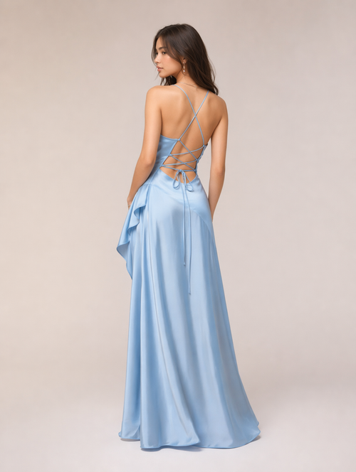 A-Line Lace-Up Formal Dress