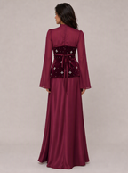 Zephrina Rosalind velvet peplum embellished maxi dress in burgundy