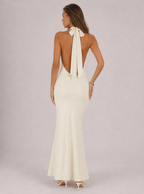Zephrina Nolana halter knit maxi dress in yellow