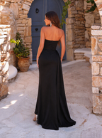 Zephrina Berenice sparkle-trim strapless slit maxi dress in black