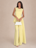 Sleeveless Asymmetrical Peplum Top & Wide Leg Pants Two Piece Set