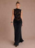 Zephrina Queniva lace-bodice maxi dress in black