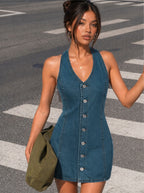 Mini-robe en jean foncé Winnie
