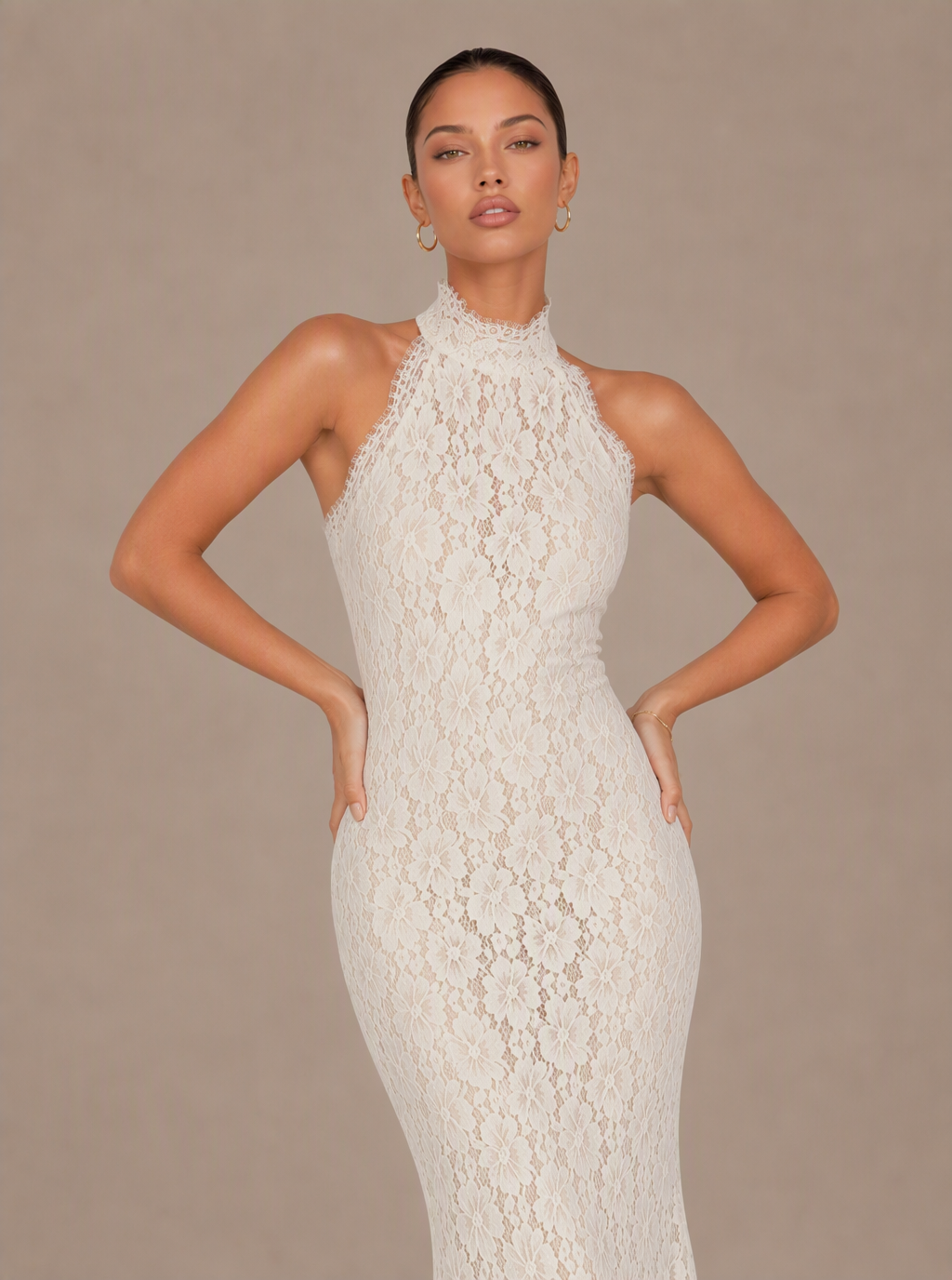 Avelina Open-Back Lace Maxi Dress