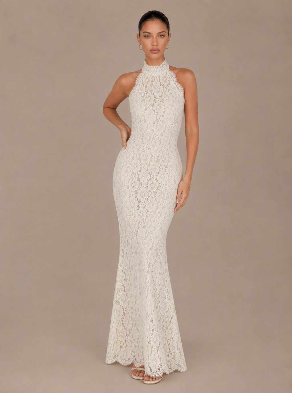 Avelina Open-Back Lace Maxi Dress