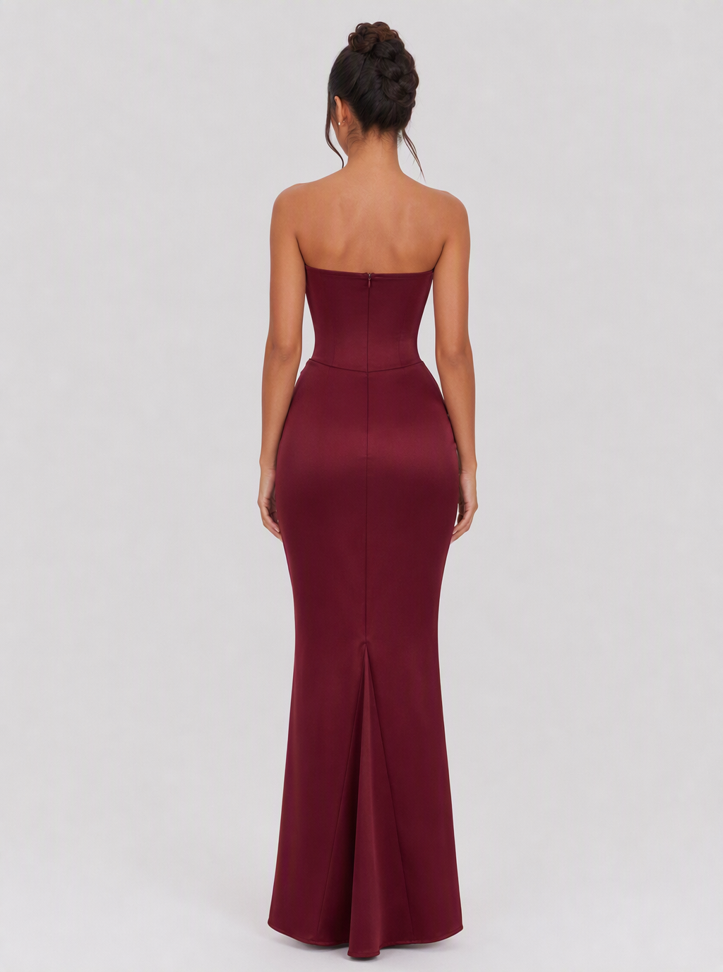 Lucinda Strapless Draped Satin Maxi Dress