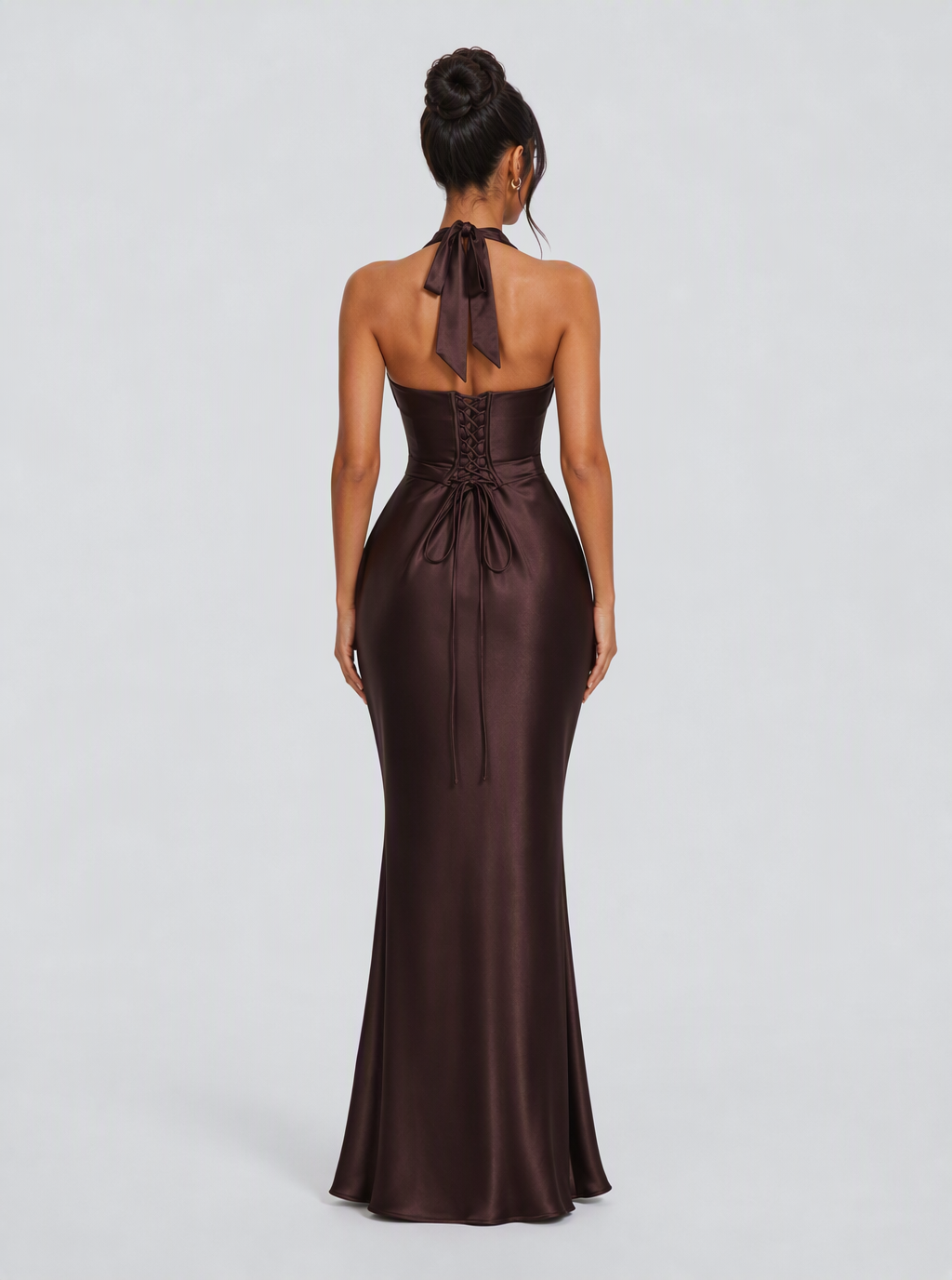 Georgiana Plunge-Halter Satin Maxi Dress