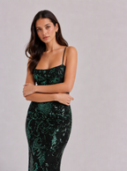 Philippa Sequin Lace-Up Maxi Dress