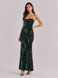 Philippa Sequin Lace-Up Maxi Dress