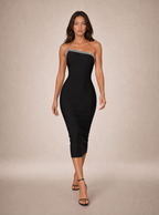 Susannah Asymmetric Strapless Midi Dress