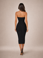 Susannah Asymmetric Strapless Midi Dress