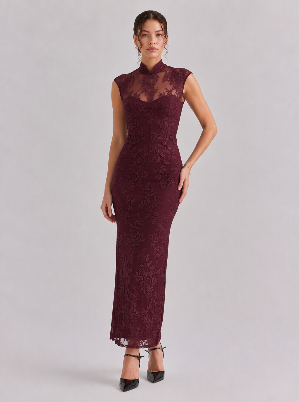 Eugenia Lace-Yoke Maxi Dress