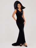 Bernadette Pearl-Drape Velvet Maxi Dress