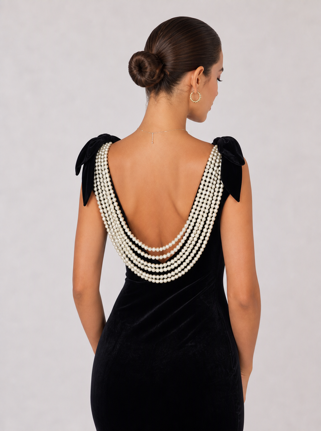 Bernadette Pearl-Drape Velvet Maxi Dress