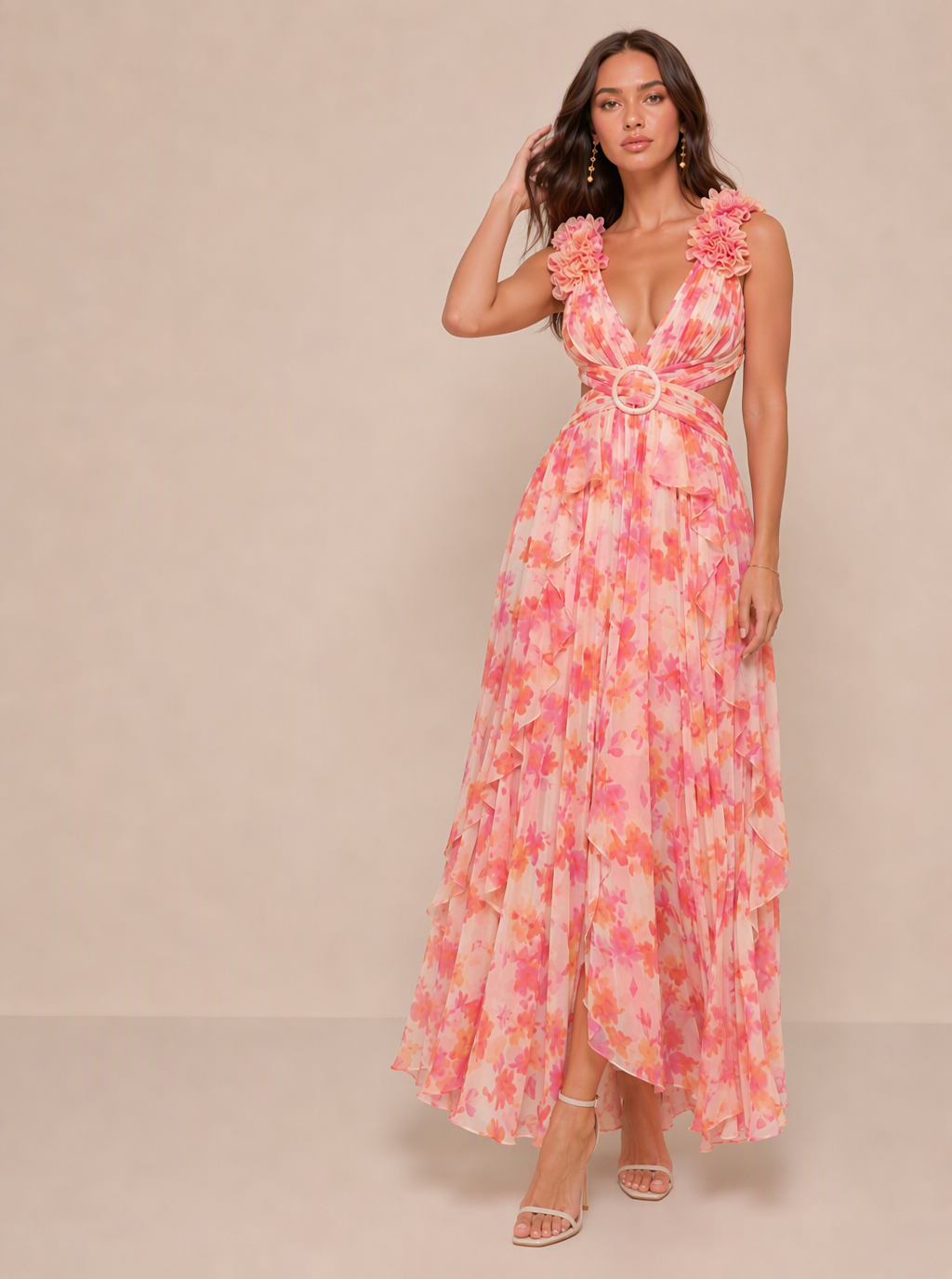 Adeliza Floral Cutout Maxi Dress