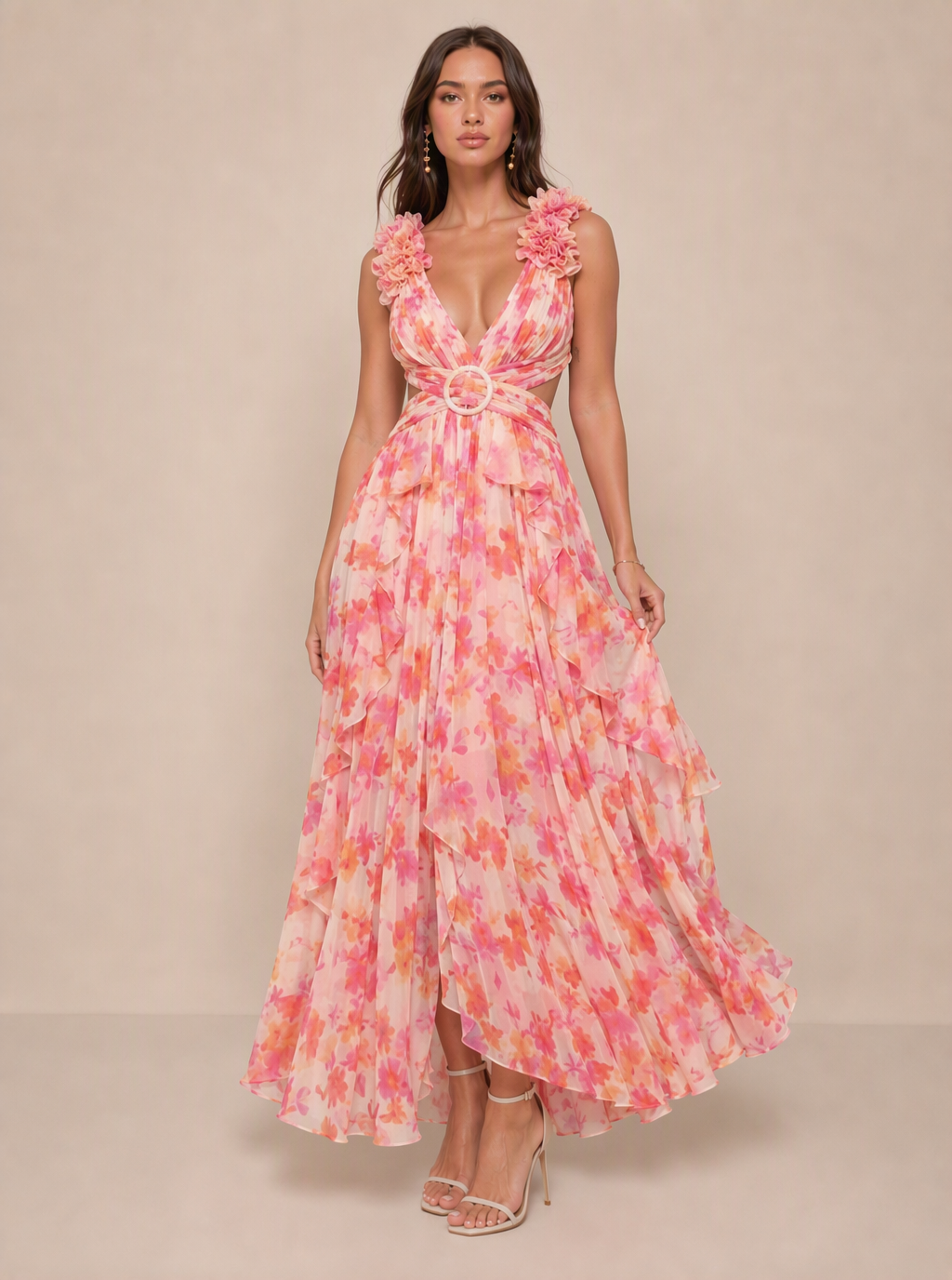 Adeliza Floral Cutout Maxi Dress