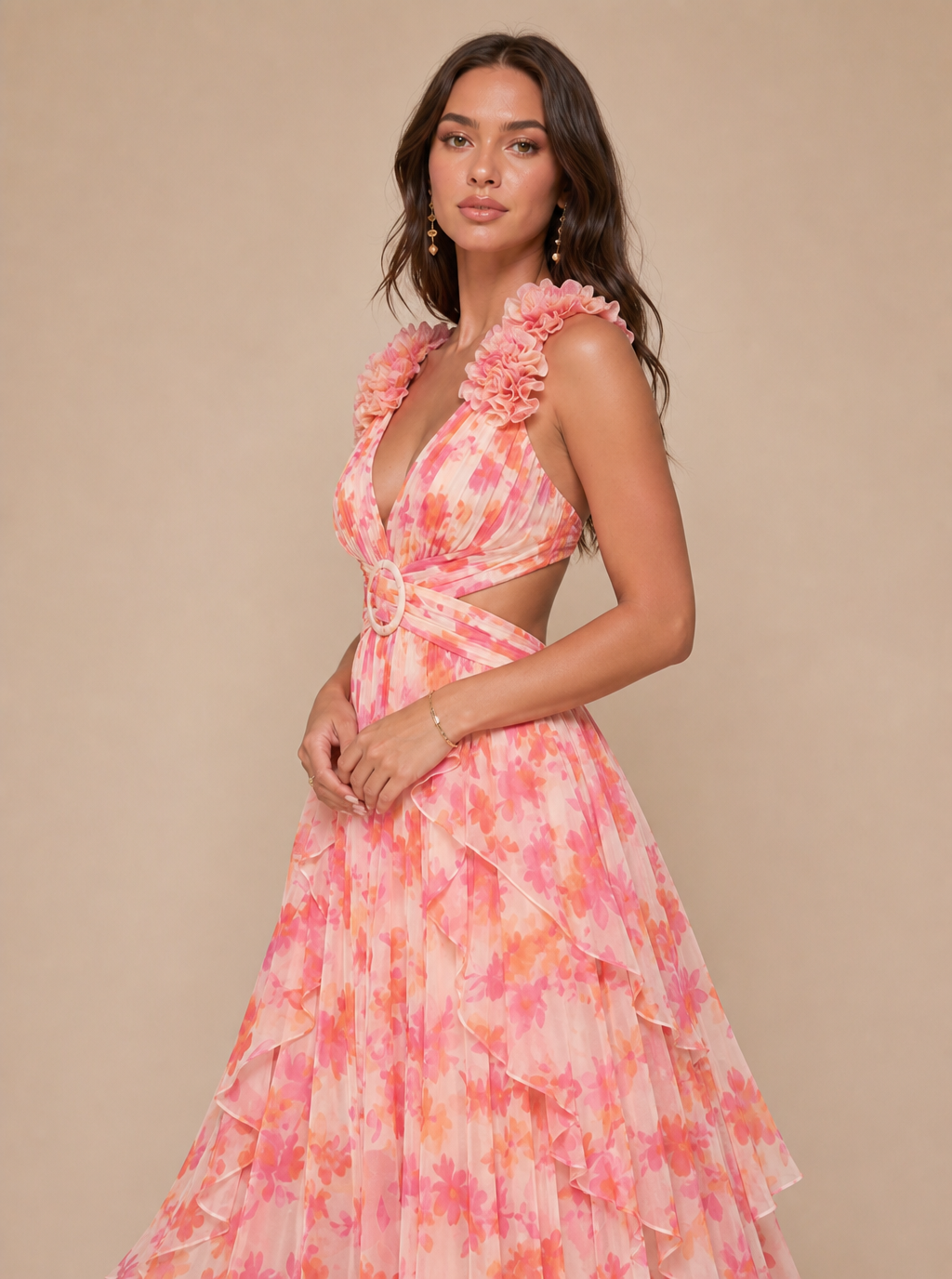 Adeliza Floral Cutout Maxi Dress