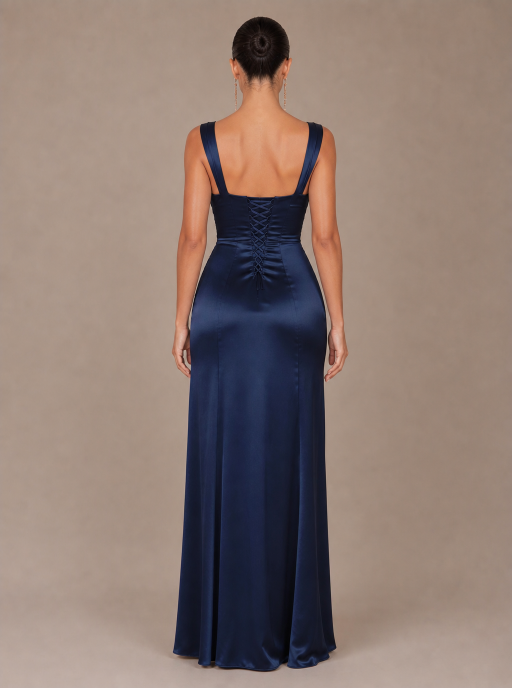 Rosalind Draped Satin Slit Maxi Dress