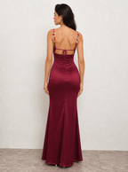 Christabel Floral-Trim Satin Maxi Dress
