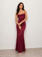 Christabel Floral-Trim Satin Maxi Dress