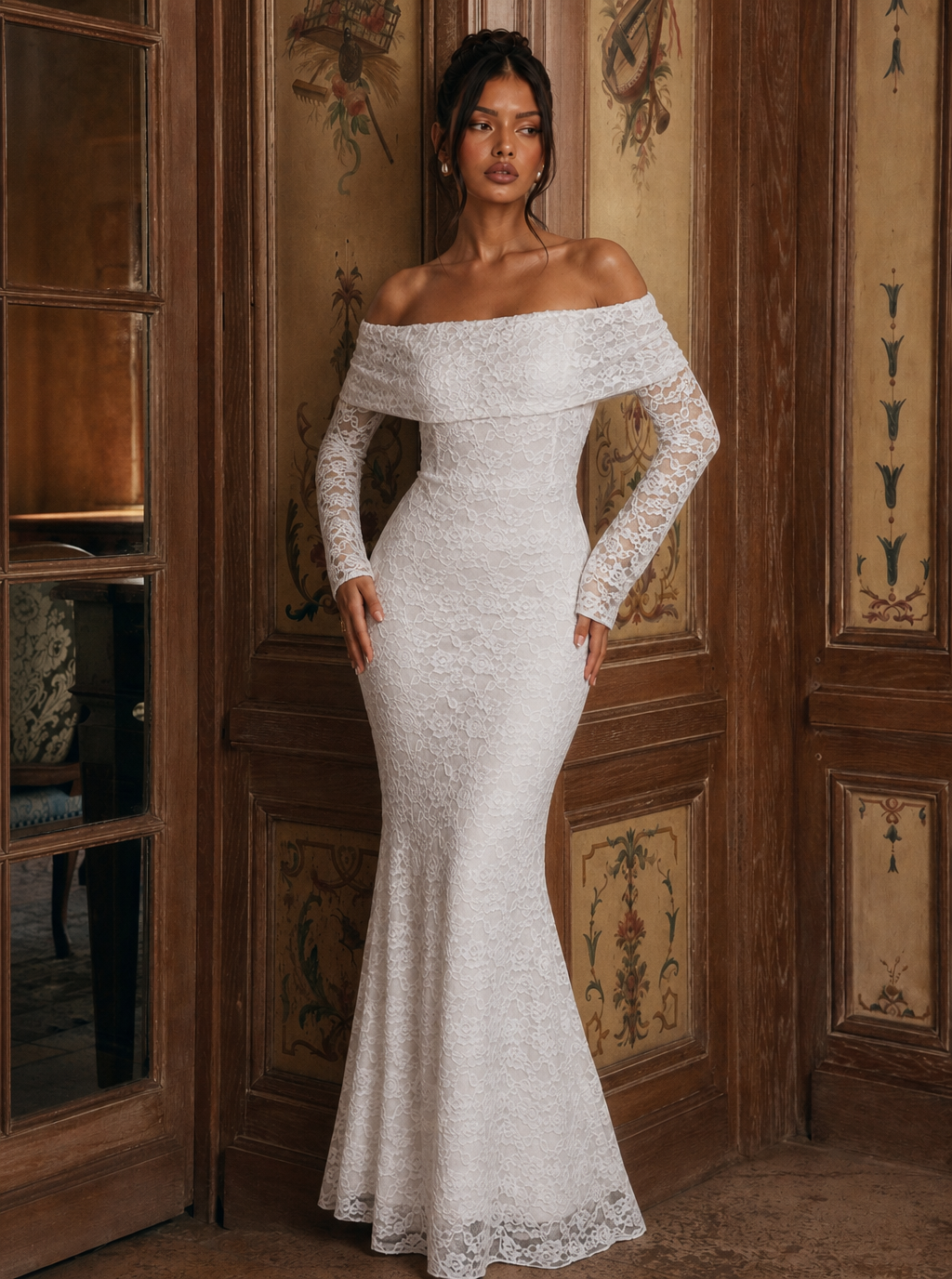 Emmeline Off-Shoulder Lace Maxi Dress