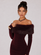 Zephrina Noralise feather-trim knit maxi dress