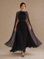 Zephrina Sybelle cape-overlay chiffon maxi dress