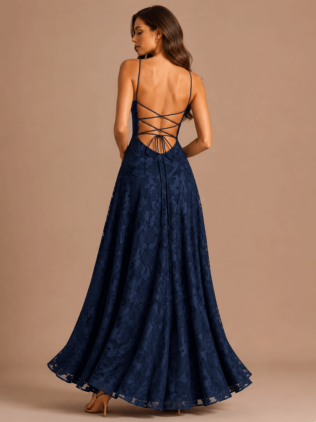 Spaghetti Strap Backless Floral Maxi Dress