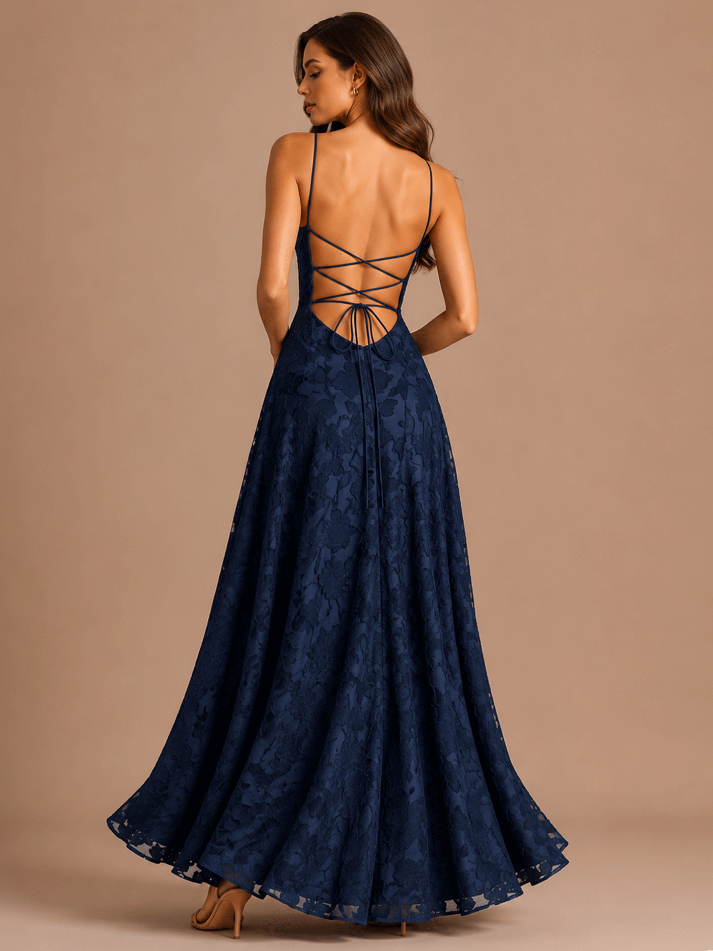 Spaghetti Strap Backless Floral Maxi Dress